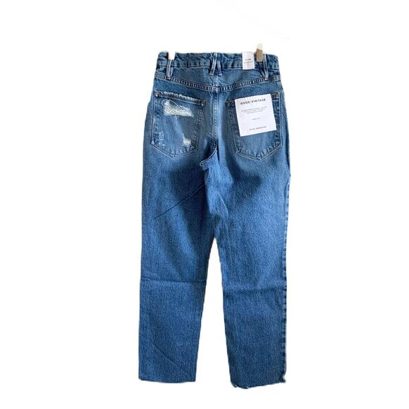 Good American Good Vintage Frayed Hem Jeans in Indigo Blue 0/25 NWT - Picture 6 of 13